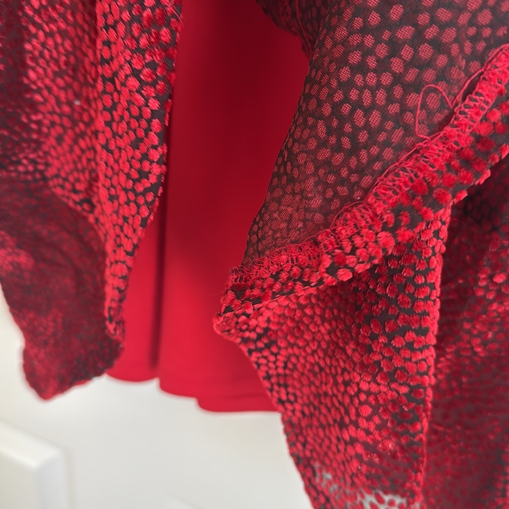 Karl Lagerfeld Red Crushed Velvet Dress - Picture 6 of 8